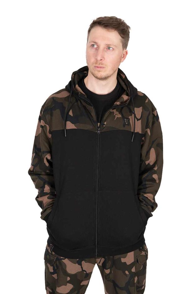 Fox Lw Black Camo Split Zip Hoody